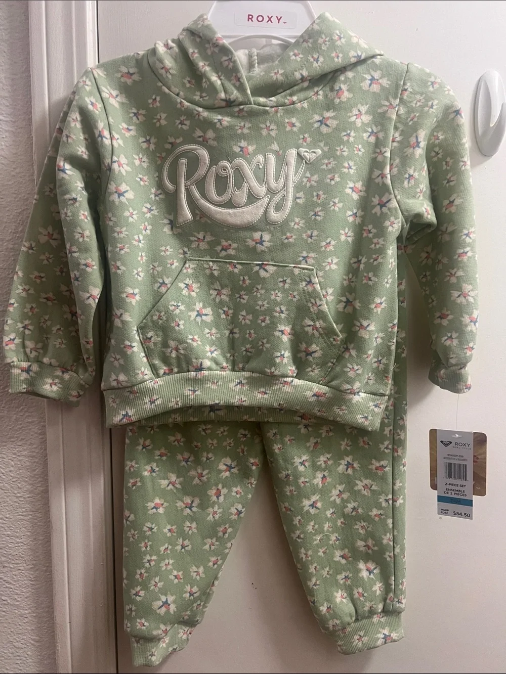 Roxy Light Green Floral Hooded Set